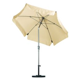 Beige 7.5 Foot Off-White Patio Umbrella with Push Button Tilt and Metal Pole