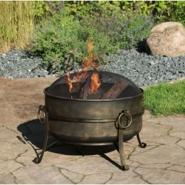 Outdoor 24-inch Diameter Steel Cauldron Wood Burning Fire Pit