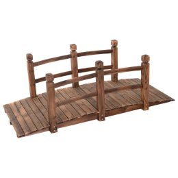 5-Ft Outdoor Fir Wood Garden Bridge with Side Rails in Brown Finish