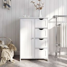 4 Drawer Adjustable Shelf White Bathroom Storage Cabinet
