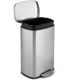 Modern Dual Compartment 16-Gallon Trash Can Recycle Bin with Step Pedal Design