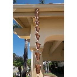 Pure Copper 8.5-Ft Bell Cone Shape Rain Chain