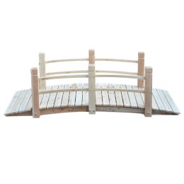 Outdoor 5-Ft Fir Wood Garden Bridge with Handrails