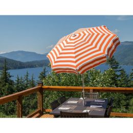 6 Foot Orange White Stripe Drape Umbrella Manual Lift with Tilt