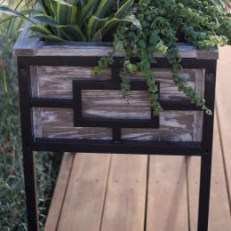 Sturdy Wood and Metal Raised Planter 36L x 18W x 29.5H in