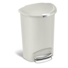 Heavy Duty 13-Gallon Kitchen Trash Can with Step Open Lid in Beige Stone