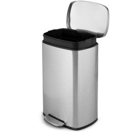 13-Gallon Modern Stainless Steel Kitchen Trash Can with Foot Step Pedal Design