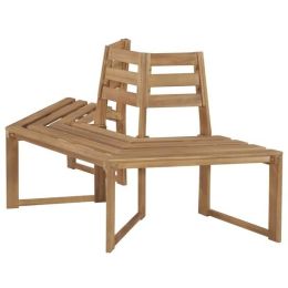 Half Hexagonal Outdoor Tree Bench in Weather Resistant Acacia Wood