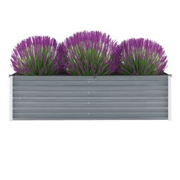 Garden Raised Bed Galvanized Steel 63"x15.7"x17.7" Gray(D0102HEJ0DW)