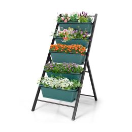 5-tier Vertical Garden Planter Box Elevated Raised Bed with 5 Container(D0102HH6586)