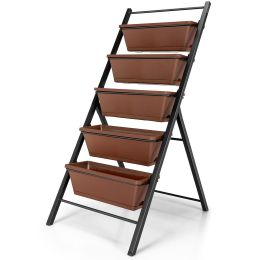 5-tier Vertical Garden Planter Box Elevated Raised Bed with 5 Container(D0102HH658T)